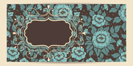 Wedding invitation and announcement card with floral background artwork. Elegant ornate floral background. Floral background and elegant flower elements. Design template.のイラスト素材