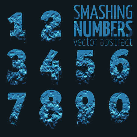 Abstract colorful vector smashing mesh numbers. Futuristic technology style alphabet. Eps 10のイラスト素材