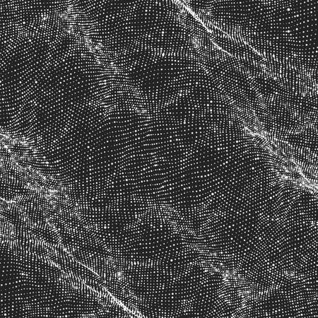Abstract vector monochrome wave mesh background. Point cloud array. Chaotic light waves. Technological cyberspace background. Cyber waves.のイラスト素材
