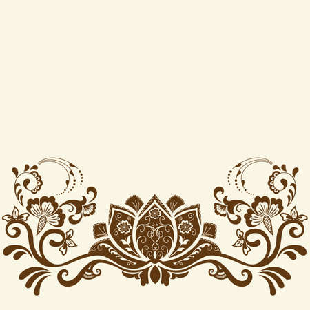 Vector illustration of mehndi ornament. Traditional indian style, ornamental floral elements for henna tattoo, stickers, mehndi and yoga design, cards and prints. Abstract floral vector illustration.のイラスト素材