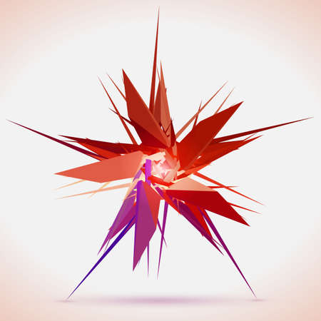 Abstract vector mesh star. Chaotically connected points and polygons flying in space. Flying debris. Futuristic technology style card. Lines, points, circles and planes. Futuristic design.のイラスト素材