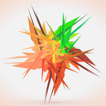 Abstract vector mesh star. Chaotically connected points and polygons flying in space. Flying debris. Futuristic technology style card. Lines, points, circles and planes. Futuristic design.のイラスト素材