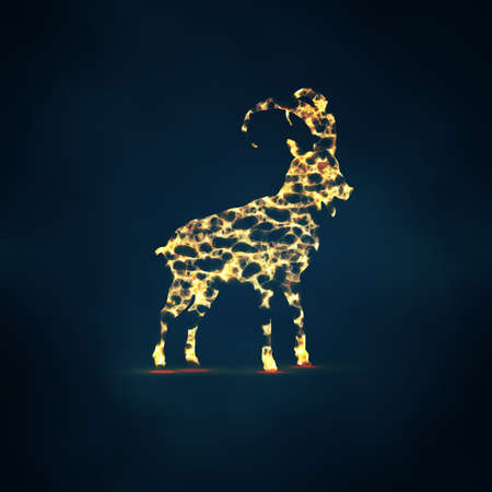 2015 Chinese New Year of the Goat abstract mesh composition. Abstract vector goat. Year of the goat.のイラスト素材