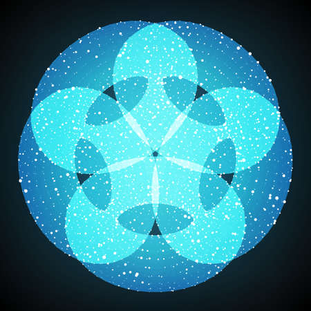 Abstract vector mesh background. Chaotically connected points and polygons flying in space. Flying...