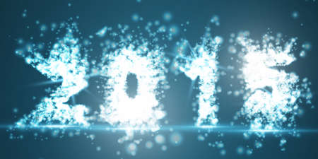 New Year 2015 abstract mesh composition. Shining 2015 numbers consisting of glowing particles on the...