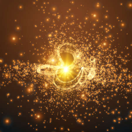 Abstract vector orange point mesh background. Black hole.. Futuristic style card. Elegant background for business presentations.のイラスト素材