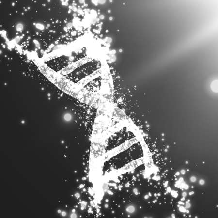 Abstract vector grayscale point mesh background. Part of DNA thread in monochrome. Futuristic...