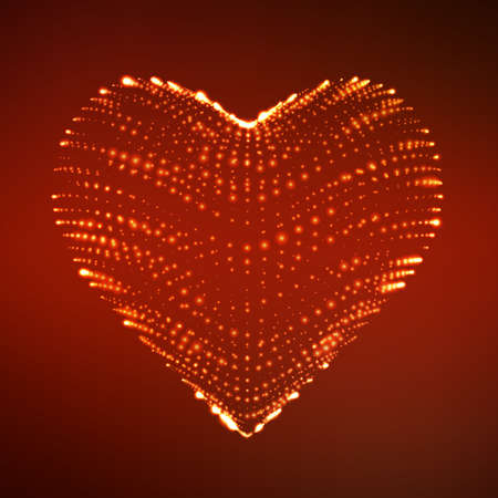 Abstract background with glowing heart. Cloud of red shining points in the shape of a heart. Futuristic style card. Eps10のイラスト素材