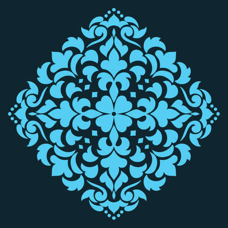 Vector ornamental round lace with damask and arabesque elements. Mehndi style. Orient traditional ornament. Zentangle-like round colored floral ornament.のイラスト素材