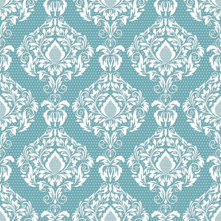Vector damask seamless pattern background. Classical luxury old fashioned damask ornament, royal victorian seamless texture for wallpapers, textile, wrapping. Exquisite floral baroque template.のイラスト素材