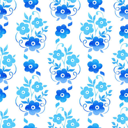 Vector watercolor flower seamless pattern background. Elegant texture for backgrounds. Classical luxury old fashioned floral ornament, seamless texture for wallpapers, textile, wrapping.のイラスト素材