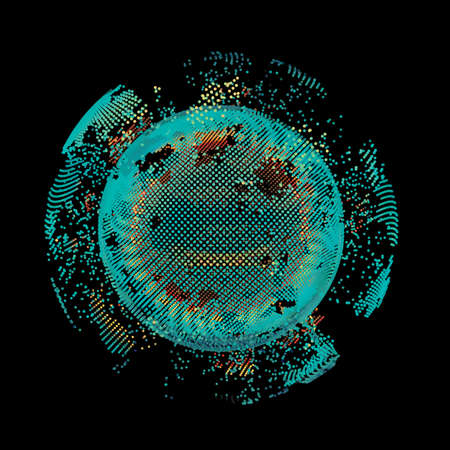 Abstract vector mesh spheres. Futuristic technology style. Elegant background for business presentations. Flying debris. eps10のイラスト素材