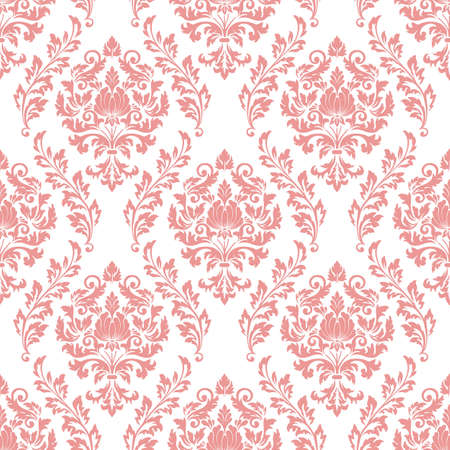 Vector damask seamless pattern background. Classical luxury old fashioned damask ornament, royal victorian seamless texture for wallpapers, textile, wrapping. Exquisite floral baroque template.のイラスト素材