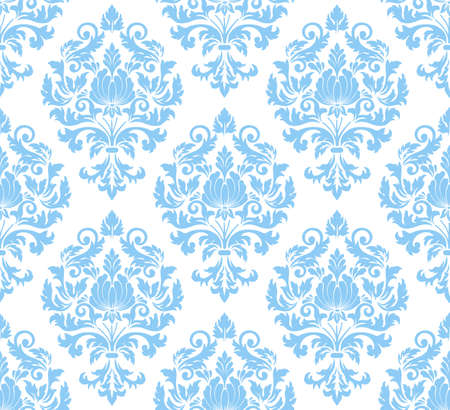 Vector damask seamless pattern background. Classical luxury old fashioned damask ornament, royal victorian seamless texture for wallpapers, textile, wrapping. Exquisite floral baroque template.のイラスト素材