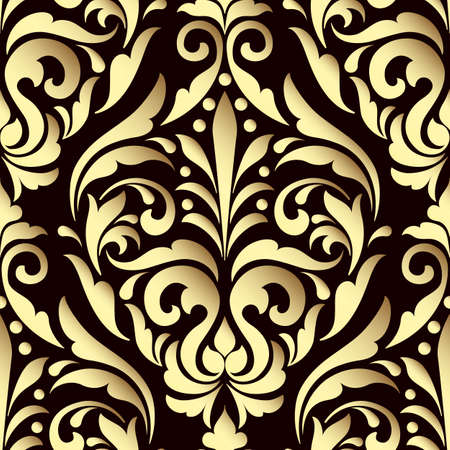 Vector damask seamless pattern element. Elegant luxury texture for wallpapers, backgrounds and page fill. 3D elements with shadows and highlights. Paper cut.のイラスト素材