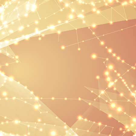 Abstract vector light orange polygonal mesh background. Futuristic technology style. Elegant background for business presentations. Flying debris. eps10のイラスト素材