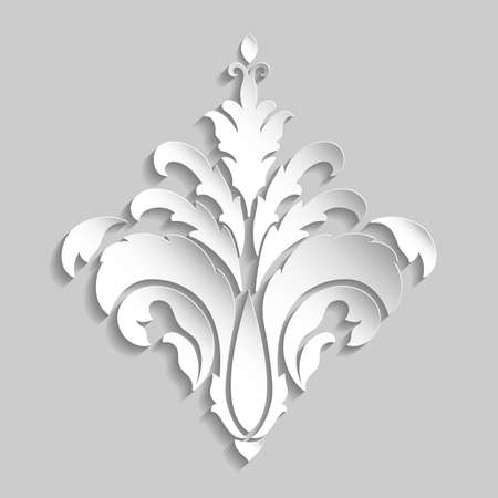 Vector damask volumetric ornamental element. Elegant floral abstract element for design. Perfect for invitations, cards etc.のイラスト素材