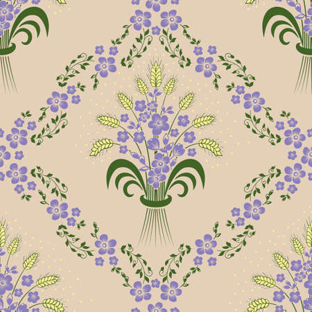 Vector flower seamless pattern element. Elegant texture for backgrounds. Classical luxury old fashioned floral ornament, seamless texture for wallpapers, textile, wrapping.のイラスト素材