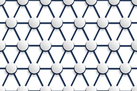 Vector seamless geometric pattern. Volumetric grid with hemispheres on intersectionsのイラスト素材