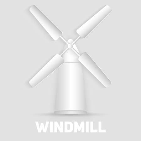 Vector windmill symbol. Organic natural food sign. Paper cut symbol. 3d elements.のイラスト素材