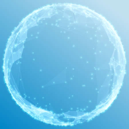 Abstract vector blue mesh spheres. Futuristic technology style. Elegant background for business presentations. Flying debris. eps10のイラスト素材
