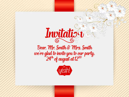 Wedding invitation and announcement card with floral background artwork. Elegant ornate floral background. Floral background and elegant flower elements. Design template.のイラスト素材