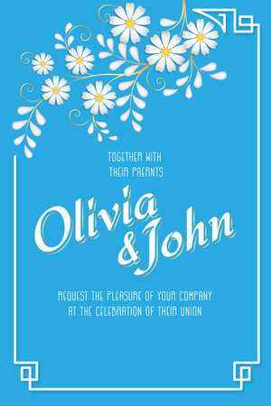 Wedding invitation and announcement card with floral background artwork. Elegant ornate floral background. Floral background and elegant flower elements. Design template.のイラスト素材