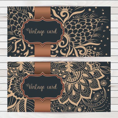 Wedding invitation and announcement card with ornament in Arabian style. Arabesque pattern. Eastern ethnic ornament. Elegant texture for backgrounds. Design template.のイラスト素材