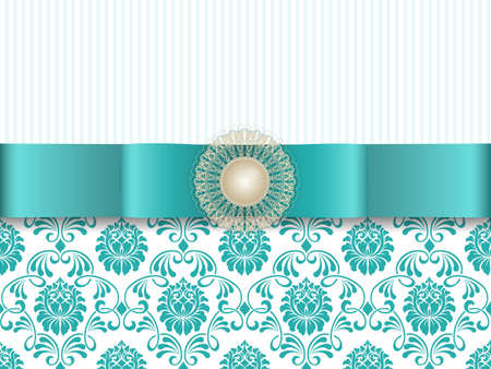 Wedding invitation and announcement card with vintage background artwork. Elegant ornate damask background. Elegant floral abstract ornament. Design template.のイラスト素材