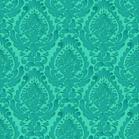 Vector damask seamless pattern background. Classical luxury old fashioned damask ornament, royal victorian seamless texture for wallpapers, textile, wrapping. Exquisite floral baroque template.のイラスト素材