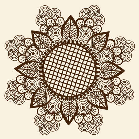 Vector illustration of mehndi ornament. Traditional indian style, ornamental floral elements for henna tattoo, stickers, mehndi and yoga design, cards and prints. Abstract floral vector illustration.のイラスト素材