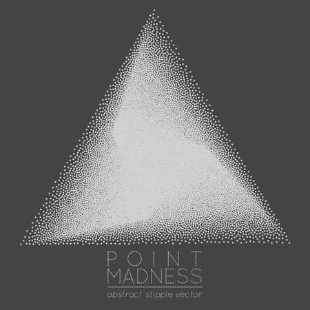 Craetive Vector illustration of abstract dotted symbol delta fading outside. Sacred geometry sign made in stippling technique. Isolated halftone symbol. Pointillism.のイラスト素材