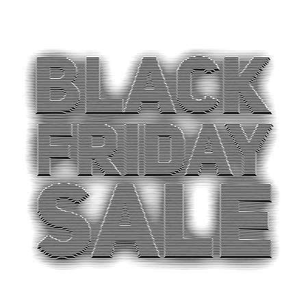Black Friday Sale background with text of embossed stripes. Monochrome lines forms embossed text with shadow and illusion of volume. Modern look label.のイラスト素材