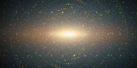 Vector infinite space background. Matrix of glowing stars with illusion of depth and perspective. Sparkling stars of nebula. Abstract futuristic hyperspace universe on dark green background.のイラスト素材