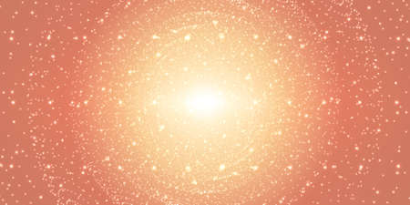 Vector infinite space background. Matrix of glowing stars with illusion of depth and perspective. Sparkling stars of nebula. Abstract futuristic hyperspace universe on light orange background.のイラスト素材