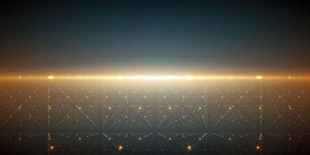 Vector infinite space pattern. Matrix of glowing stars with illusion of depth and perspective....