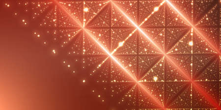 Vector infinite space pattern. Matrix of glowing stars with illusion of depth and perspective. Abstract futuristic universe on light pattern with place for text or logo. Fire lattice of nebula.のイラスト素材