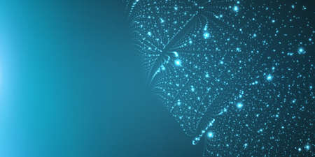 Vector infinite space background. Matrix of glowing stars with illusion of depth and perspective. Abstract futuristic universe on blue background with place for text. Nebula structure lattice.のイラスト素材