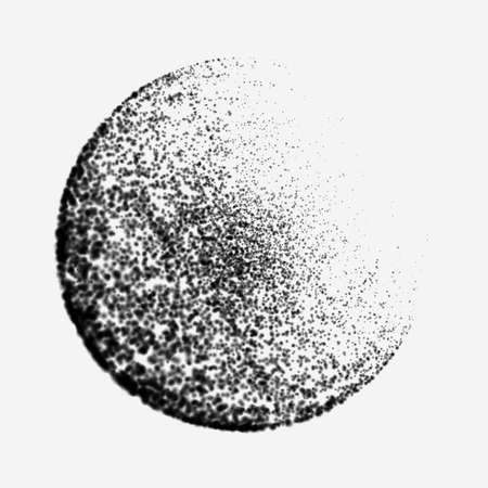 Abstract vector destroyed mesh spheres. Sphere breaking apart into points. Futuristic technology style. Flying point debrises. Monochrome. Elegant background for business presentations. eps10のイラスト素材