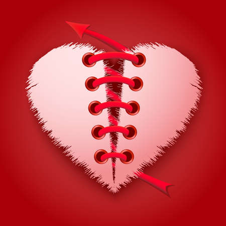 Happy Valentine's day vector card. Stitching together two parts of heart. Union of two parts into one. Elegant and tender gift or invitation card.のイラスト素材