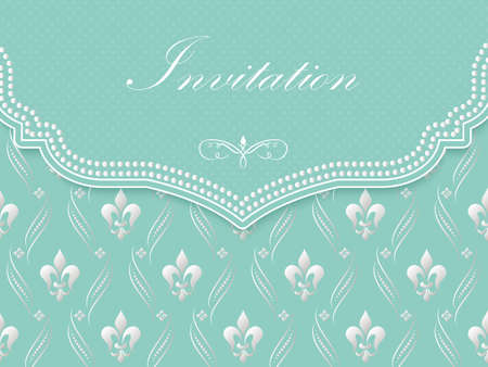 Wedding invitation and announcement card with vintage background artwork. Elegant ornate damask background. Elegant floral abstract ornament. Design template.のイラスト素材