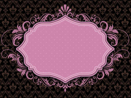 Wedding invitation and announcement card with vintage pattern artwork. Elegant ornate damask pattern. Elegant floral abstract ornament. Design template.のイラスト素材