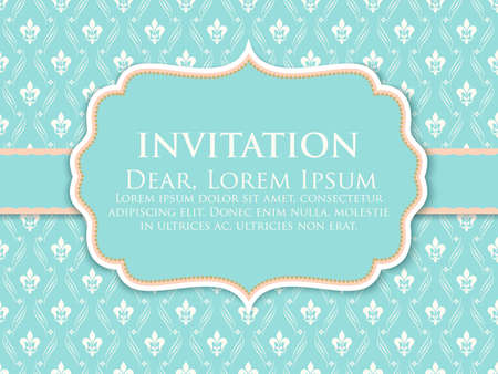 Wedding invitation and announcement card with vintage pattern artwork. Elegant ornate damask pattern. Elegant floral abstract ornament. Design template.のイラスト素材