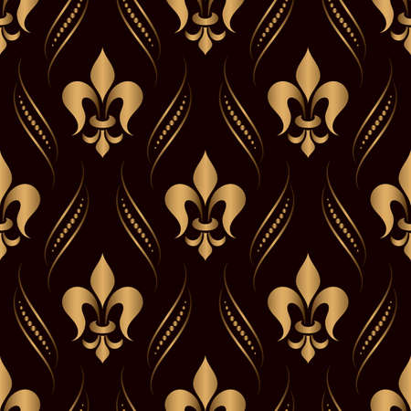 Vector damask seamless pattern golden background. Elegant luxury texture for wallpapers, backgrounds and page fill. 3D elements with shadows and highlights. Paper cut.のイラスト素材
