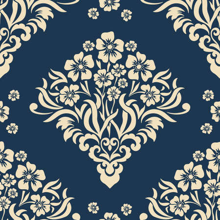 Vector damask seamless pattern element. Classical luxury old fashioned damask ornament, royal victorian seamless texture for wallpapers, textile, wrapping. Exquisite floral baroque template.のイラスト素材