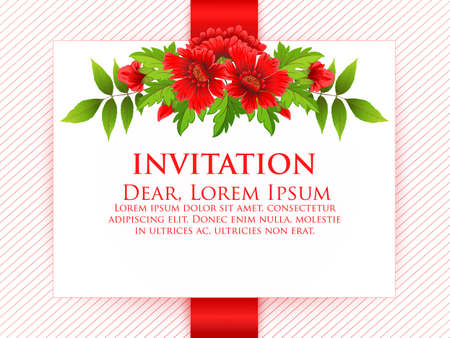 Wedding invitation card. Vector invitation card with floral background and elegant frame with text decorated with flower composition.のイラスト素材