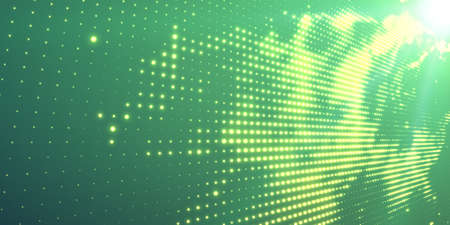 Abstract vector background with shining neon lights. Neon sign with abstract image in perspective. Glowing particles. Elegant modern background for business presentations.のイラスト素材