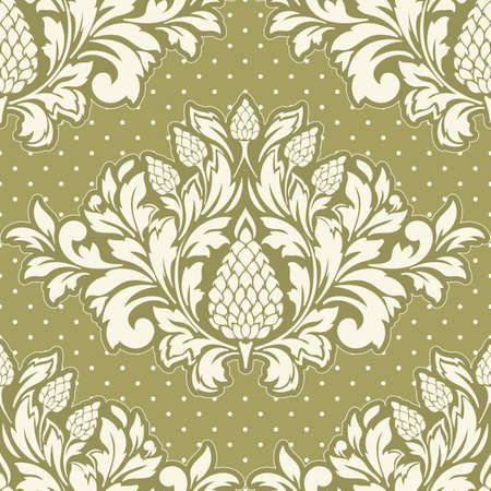 Vector damask seamless pattern element. Classical luxury old fashioned damask ornament, royal victorian seamless texture for wallpapers, textile, wrapping. Exquisite floral baroque template.のイラスト素材