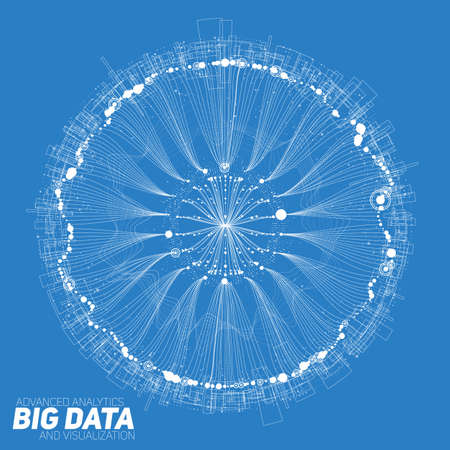 Big data round visualization. Futuristic infographic. Information aesthetic design. Visual data complexity. Complex data threads graphic visualization. Social network representation. Abstract graph.のイラスト素材