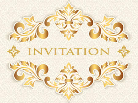 Vector invitation, cards or wedding card with damask background and elegant floral elements. Arabesque style design. Elegant floral abstract ornaments. Design element. eps10のイラスト素材